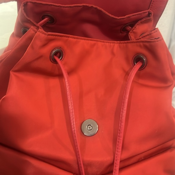 COACH New York Red Nylon Leather Backpack Drawstring Turnlock F58814 Light EUC - Picture 11 of 13